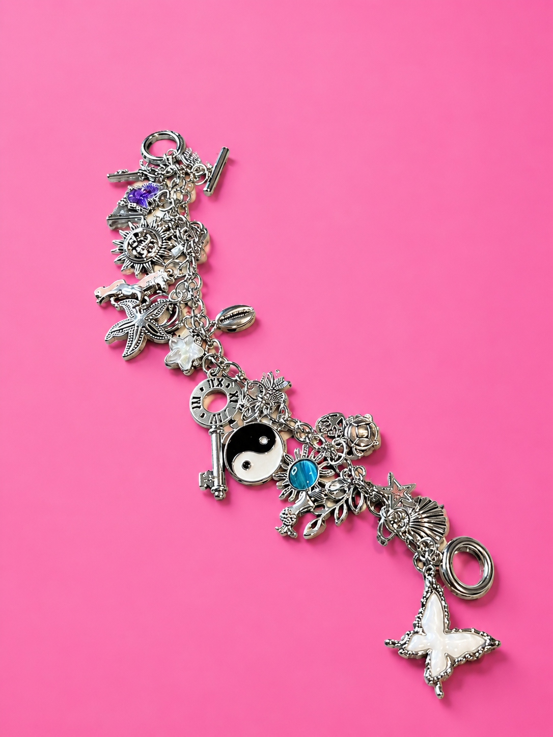 Stacked Silver Charm Bracelet